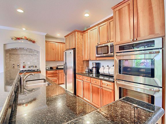 Black granite counter tops. 