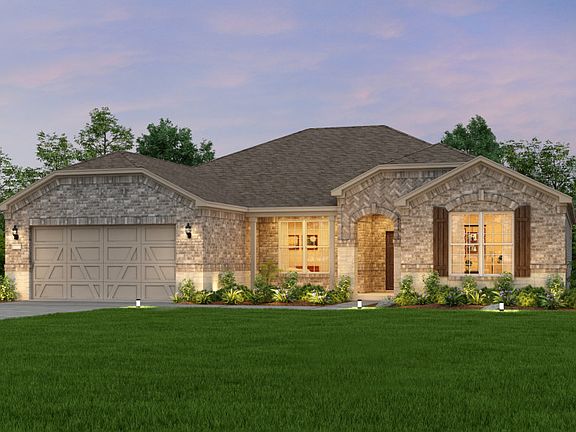 Exterior C, the Magnolia with covered front porch, stone accents, and 2-car garage with storage