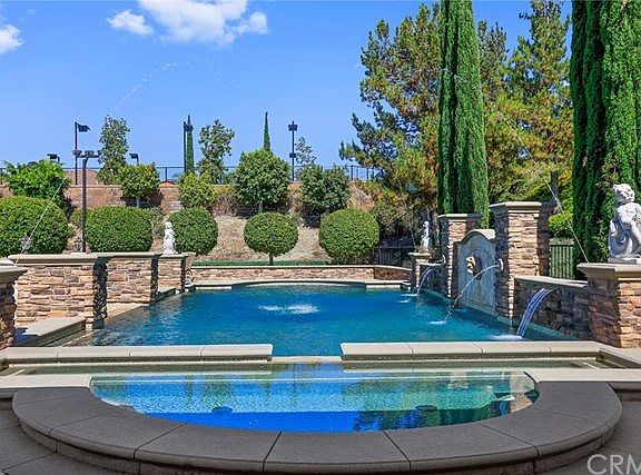 This pool shot shows the extensive amount of the water features and the stone that was added to the 