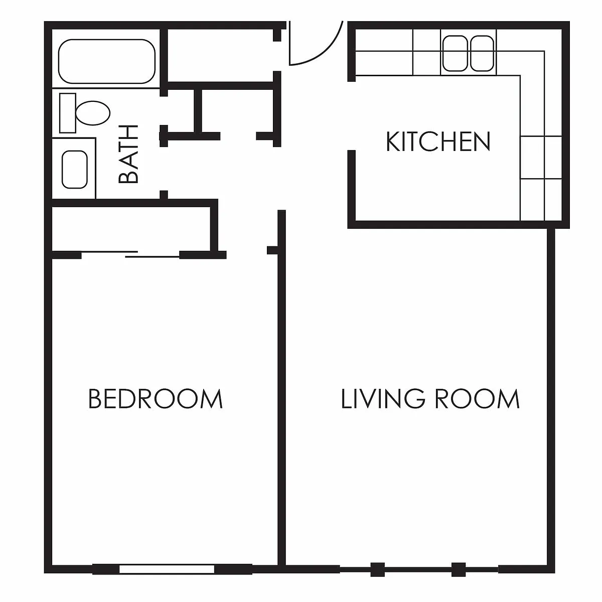 Floor plan 1 bed, 1 bath 650