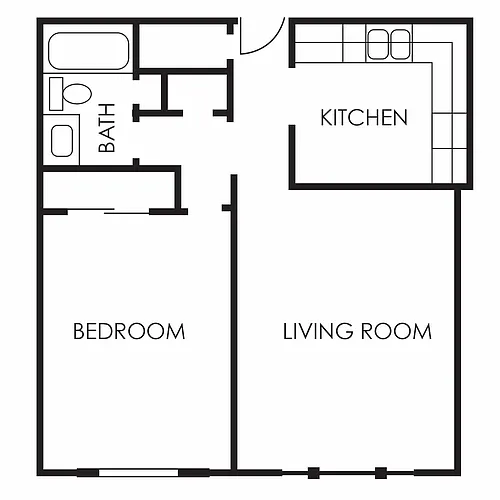 Floor plan 1 bed, 1 bath 650