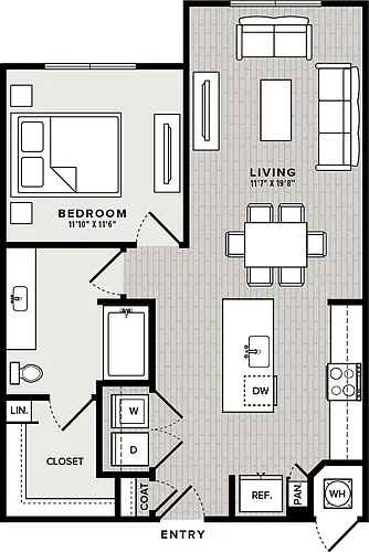 Floor plan 1 Bed, 1 Bath