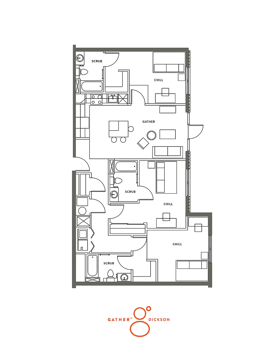 Floor plan 3 Bed, 3 Bath