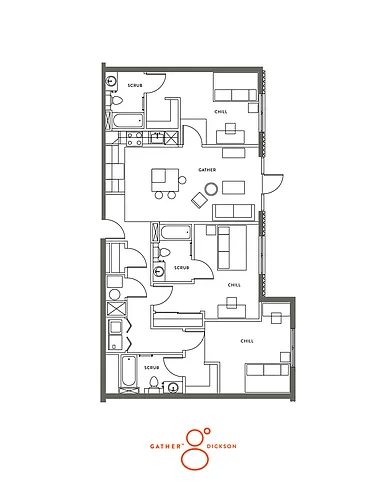Floor plan 3 Bed, 3 Bath