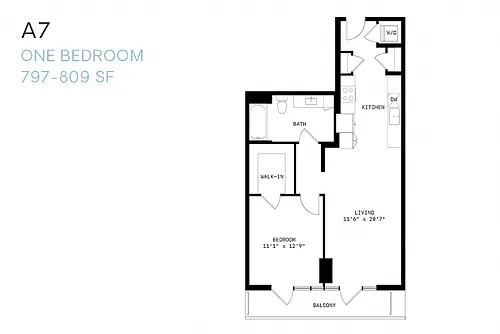 Floor plan One Bedroom A7