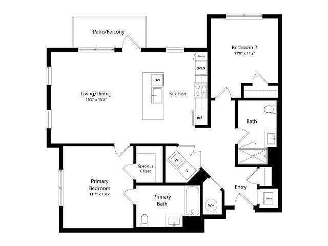 Floor plan B4-G2 | 2 Bed | 2 Bath