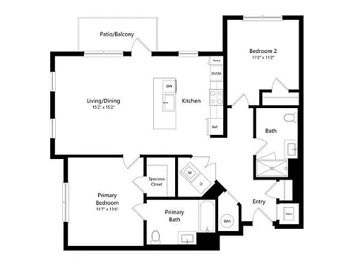 Floor plan B4-G2 | 2 Bed | 2 Bath