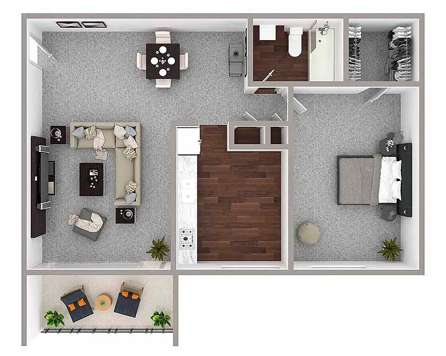 Floor plan 1 Bedroom/1 Bathroom - 693 sq ft