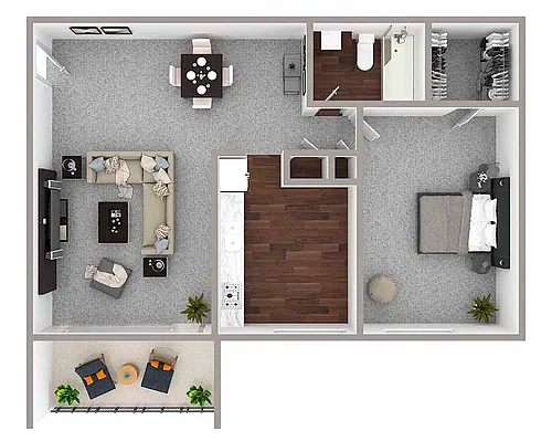Floor plan 1 Bedroom/1 Bathroom - 693 sq ft