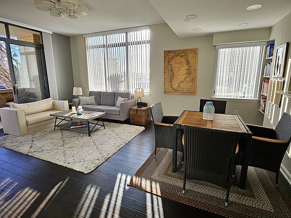 Living room with adjacent dining area