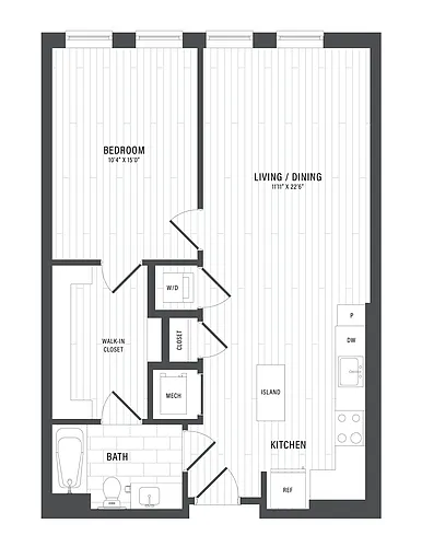 Floor plan 1 Bed/1 Bath-C1.2