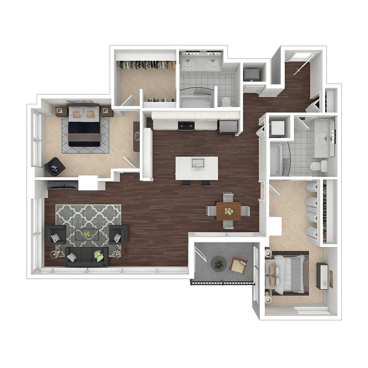 Floor plan Two Bedroom Two Bath Large b7.2