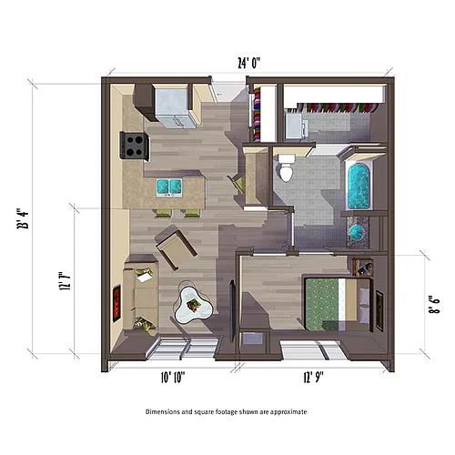 Floor plan 1BR/1BA - K