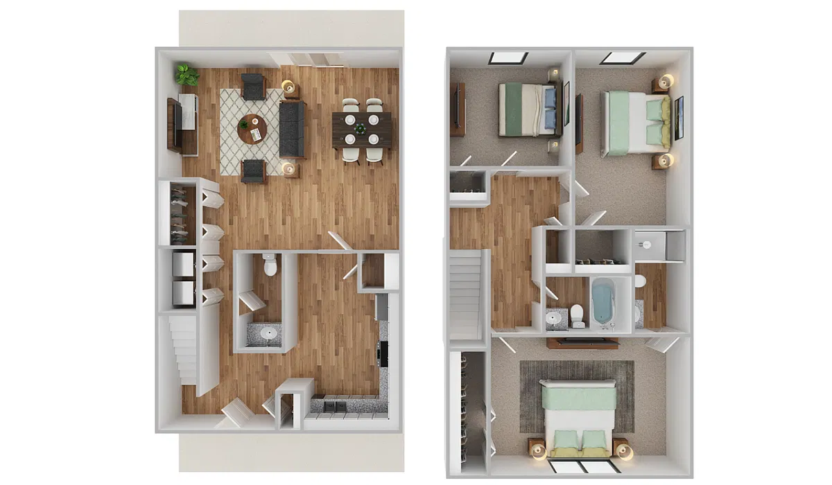 Floor plan 3 Bed Townhome-Forest Village