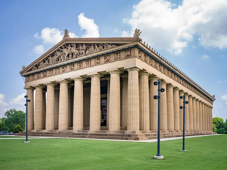 Explore Nashville's iconic Parthenon_just a short drive from Modera Nations and the perfect spot for art, culture, and strolls through Centennial Park.