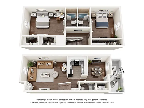 Floor plan 2 Bedroom, 2.5 Bath