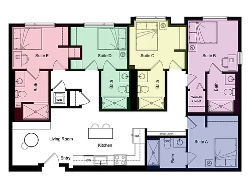 Floor plan B2 - Private Suite in Shared 5 Bedroom Unit