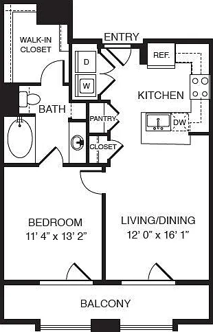 WaterWall Place - A1 - 1 Beds - 1 Baths - 699 Sq. ft.