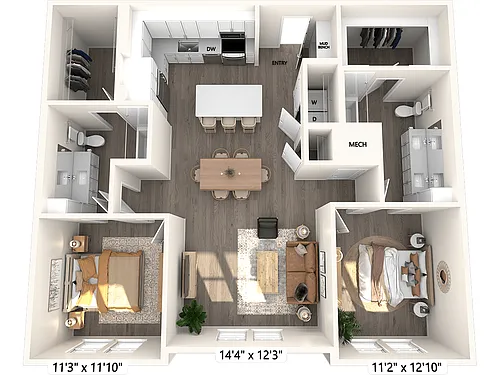 Floor plan B4-1239sf-206-606