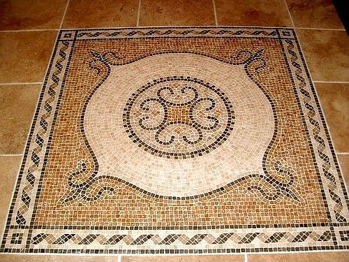 4x4 foot mosaic tile in entry way