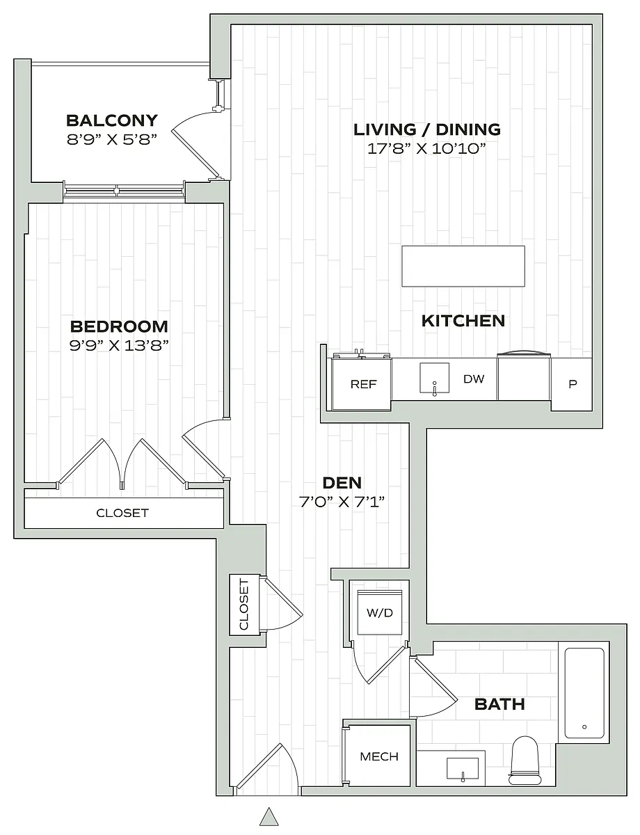 Floor plan 1 Bed/1 Bath Den - Alula - B03