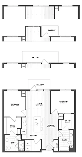 Floor plan 2 Bed/2 Bath-B2