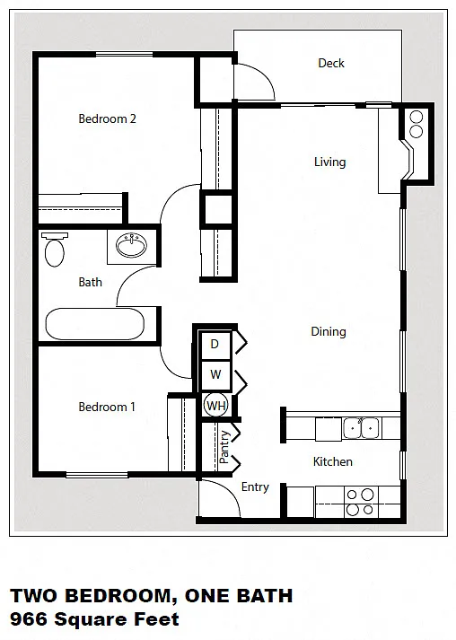 Floor plan 2 Bedroom 1 Bath