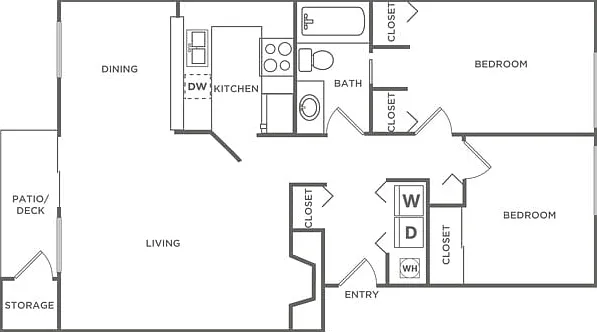 Two Bedroom One Bath | 871 sq. ft. Two Bedroom One Bath | 871 sq. ft.