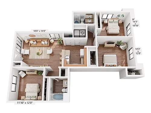 Floor plan 3BR/2BA