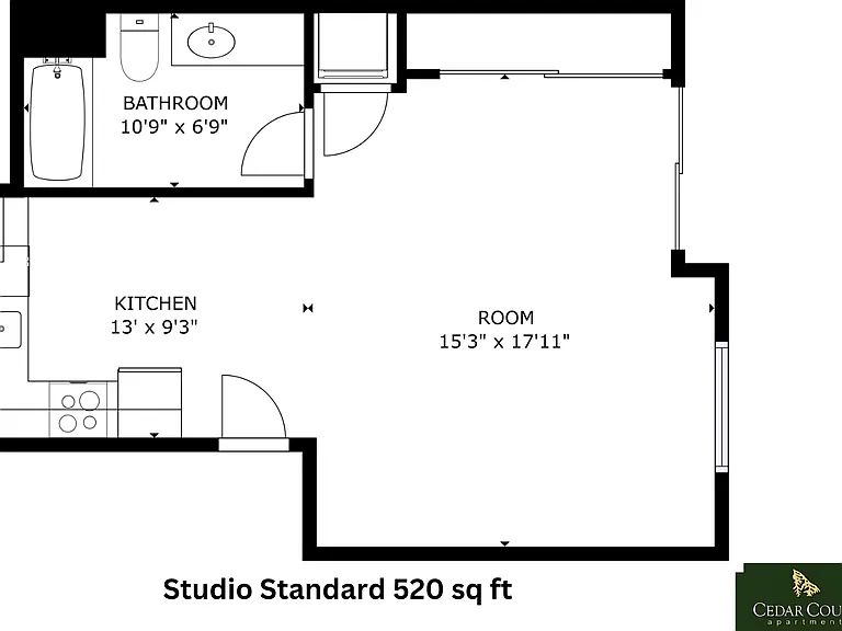 Studio Standard l 520 sq ft l Cedar Court Studio Standard l 520 sq ft l Cedar Court