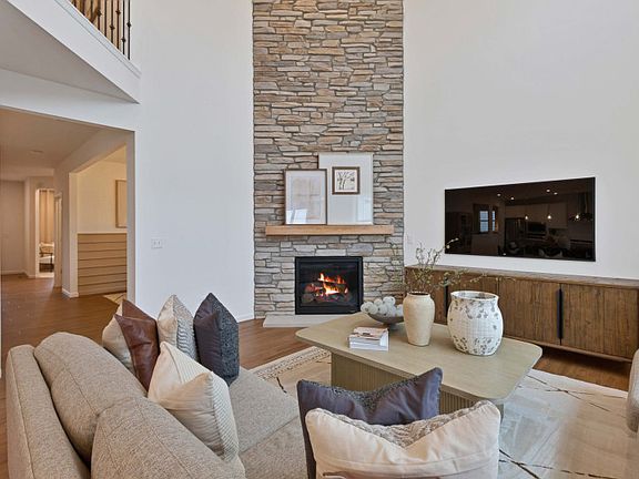 Two-Story Gathering Room with Fireplace