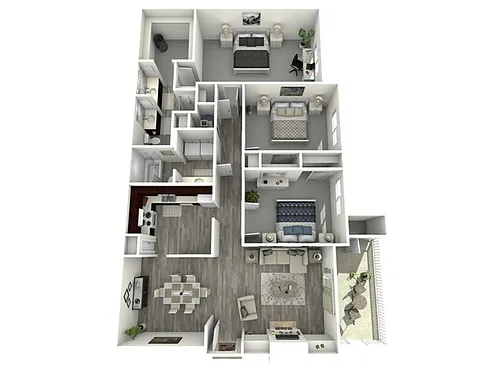 Floor plan 3 Bed, 2 Bath A (80% Income Restricted)