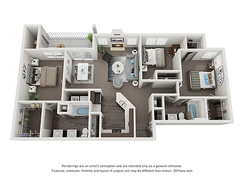 Floor plan 3 Bedroom 2 Bath