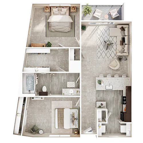 Floor plan 2 Bed 1 Bath