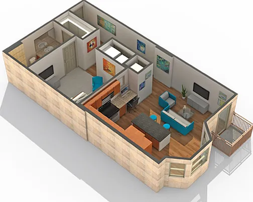 1 BR x 1 BA - A Floorplan 1 BR x 1 BA - A Floorplan