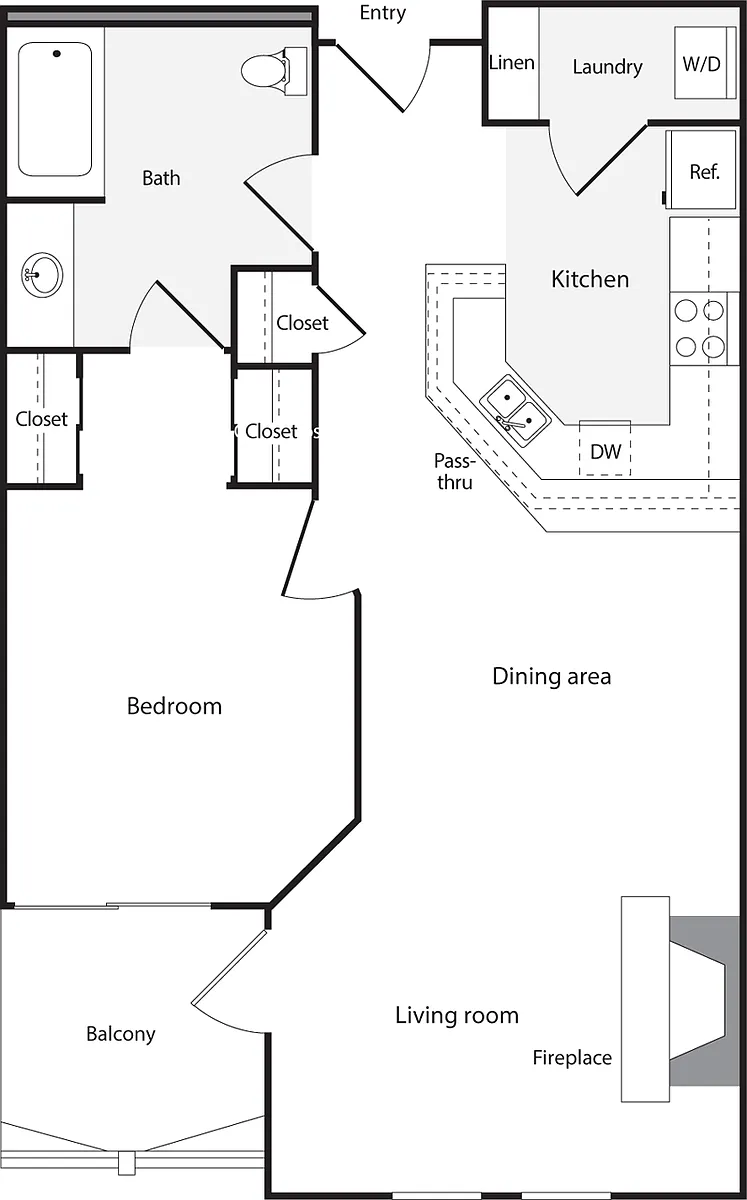 Floor plan 1 Bedroom A