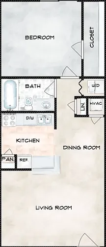 Floor plan 1BDL/1BA
