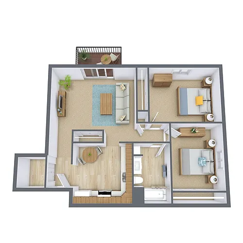 Floor plan Two Bedroom 21B