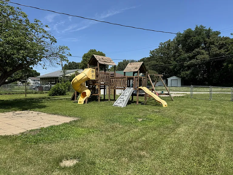 Large completely fenced yard