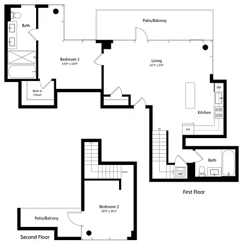 Floor plan 1 Bedroom Den - 2 Bath | Ad8