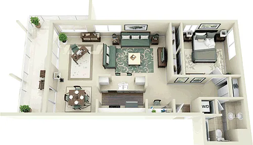 Floor plan 1 Bedroom D