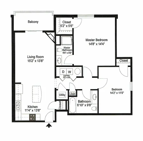 Floor plan 2 Bedroom Corner