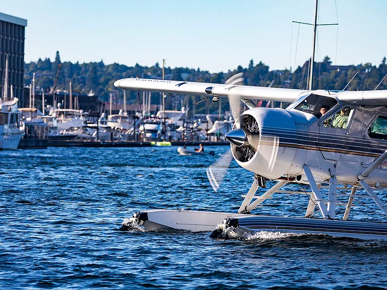 Lake Washington is beautiful for sailing, kayaking and sea plane aerial adventures