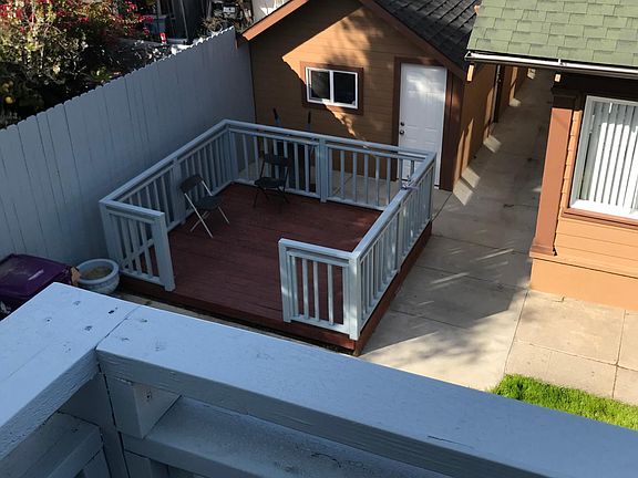 Overlook of courtyard to shared laundry
