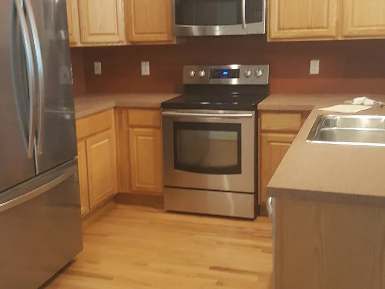 Cabinet space in the kitchen , new refrigerator.