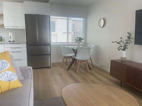 Small dining table. Can seat 4. Extra chair in bedroom.