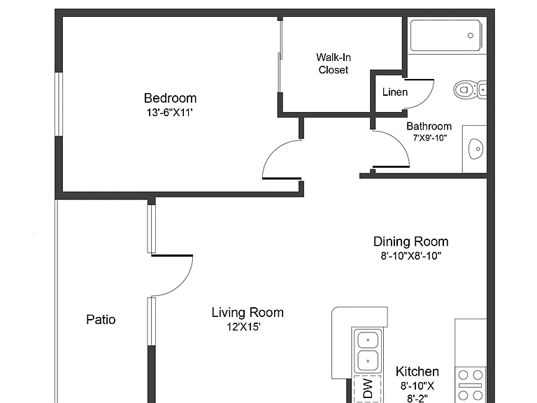 A2 - 1x1 Floor Plan A2 - 1x1 Floor Plan