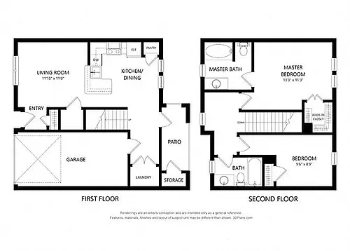 Floor plan Two Bedroom Townhome