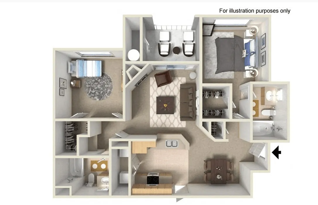 Floor plan C Mannheim 1,040 SF Reno