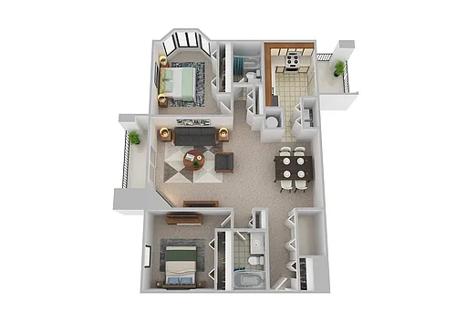 Floor plan 2 Bedroom 1162 SqFt